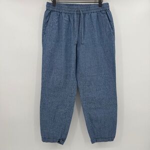 J Crew Pants Women 8 Blue Chambray Drawstring Cotton Tapered Coastal Lagenlook